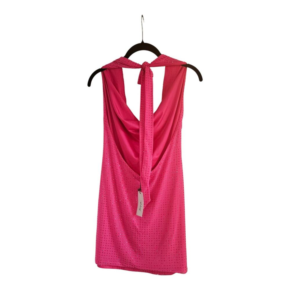 Nasty Gal NWT Dress Size MEDIUM Hot Pink MINI Backless Rhinestones Party Dress - Picture 2 of 8